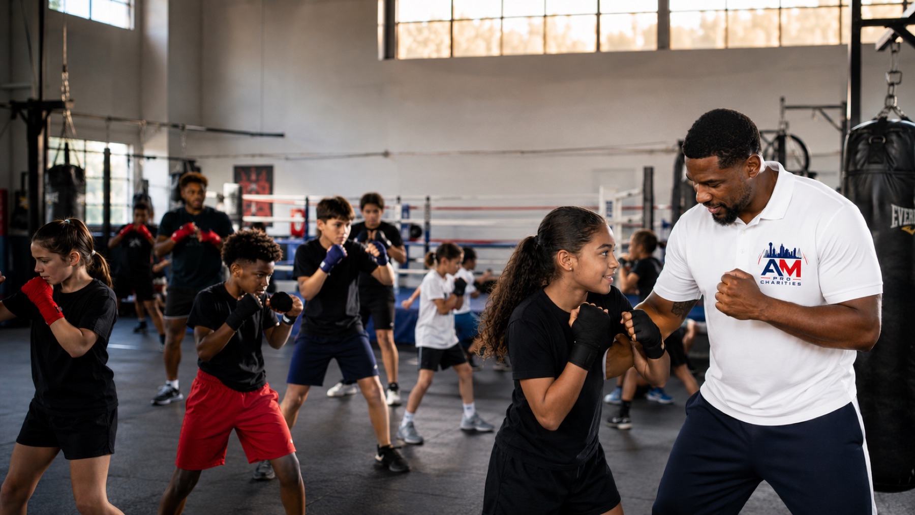 AM Pro Charities athletes training together in the gym